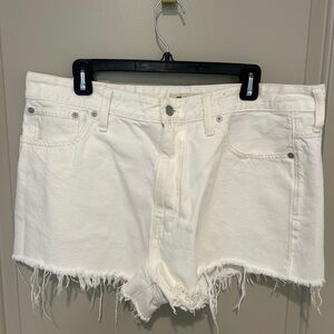 Madewell White Frayed Jean Shorts